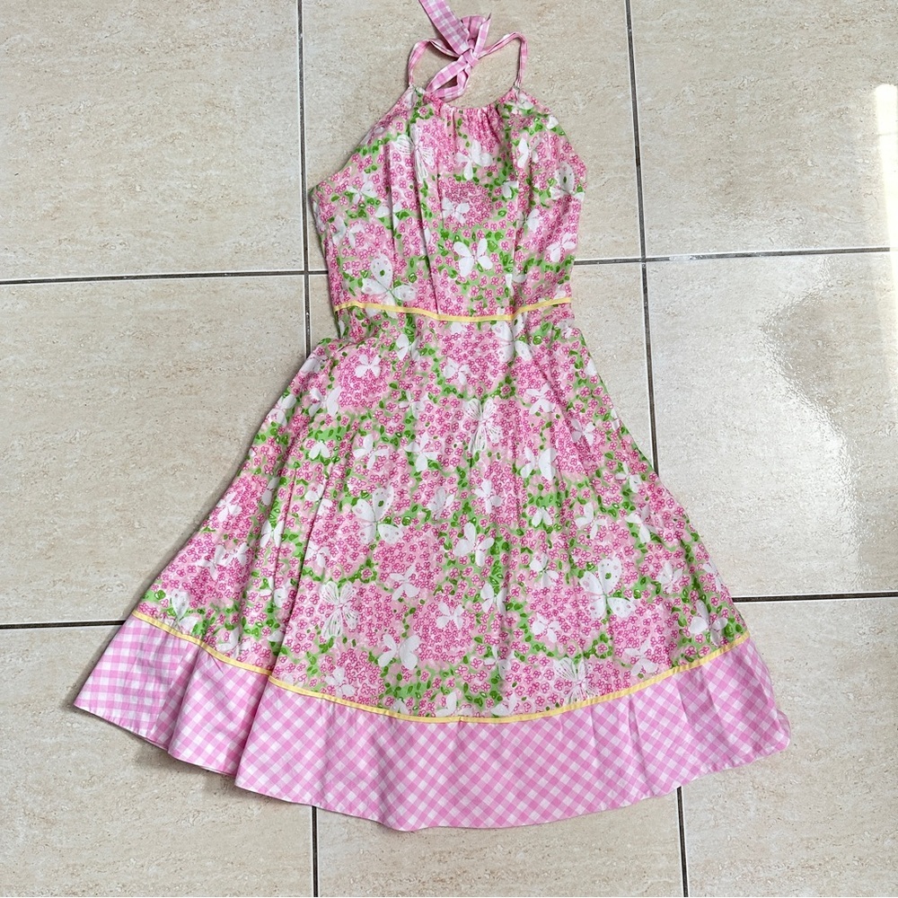 Lilly Pulitzer Pink and Green Halter Sundress